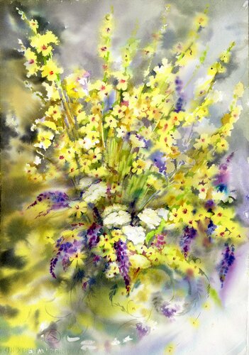 Heart of June. Watercolor painting de Alla Prisacar, Obra en papel a la venta en Singulart