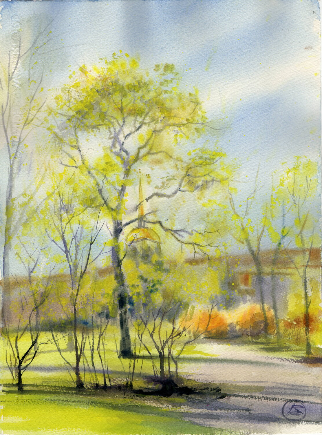 The sunny day. Watercolor painting. Alla Prisacar Werk auf Papier zu verkaufen