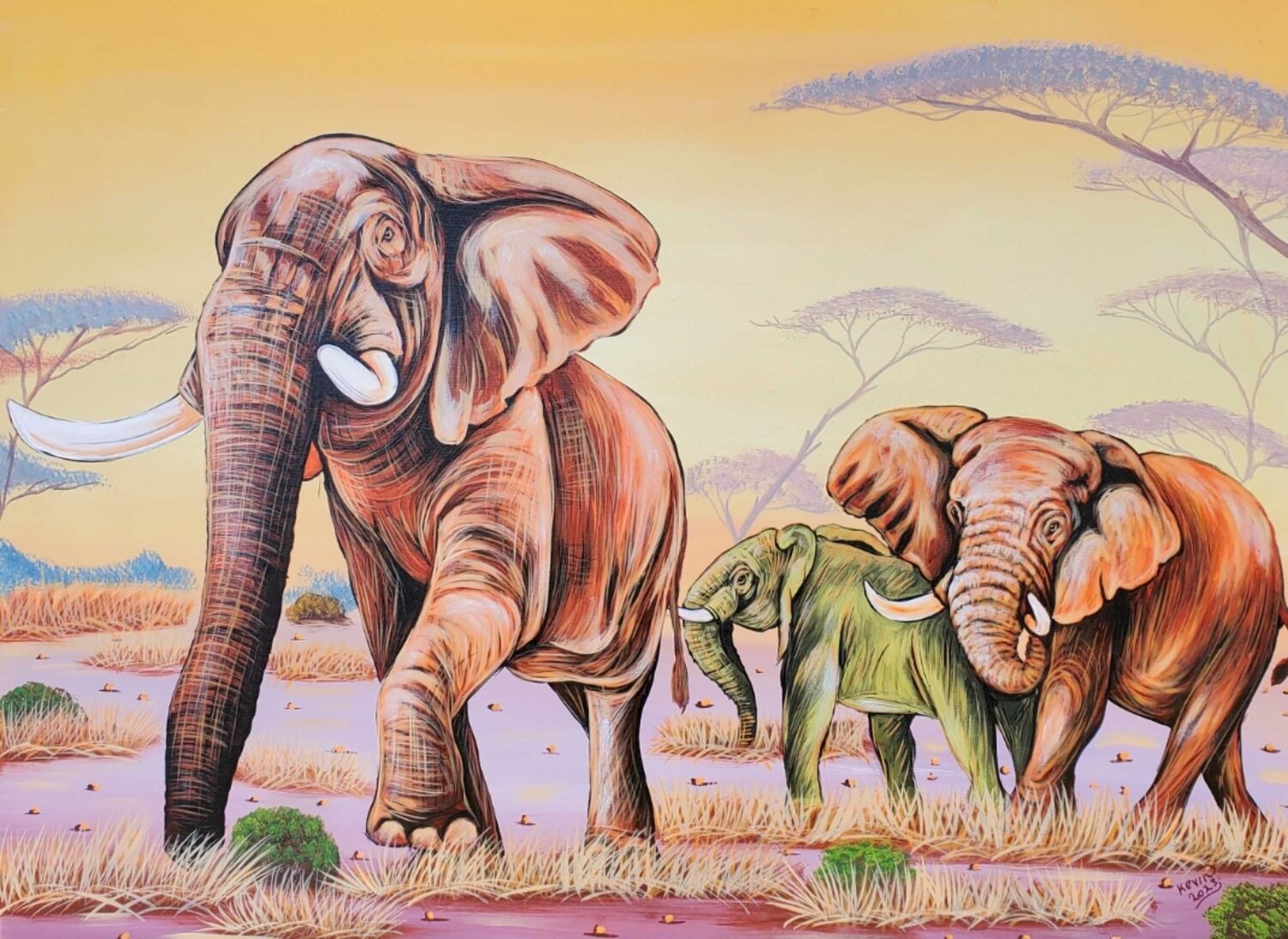 Titans of the wild Kevin Jjagwe Originalgemälde zu verkaufen