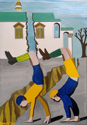 Gli acrobati di Kiev von BERNARDO BANDINELLI, Malerei kaufen auf Singulart