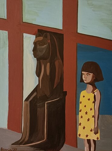 Al museo egizio / At the Egyptian museum de BERNARDO BANDINELLI, Pintura a la venta en Singulart