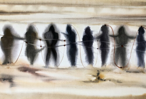 DNA of an unknown hair di Nadia Khovaeva, Pittura in vendita su Singulart