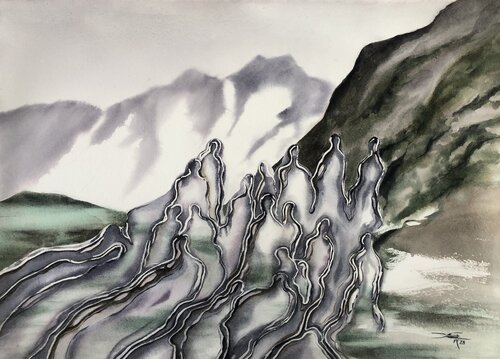 The conquerors of the peaks von Nadia Khovaeva, Malerei kaufen auf Singulart
