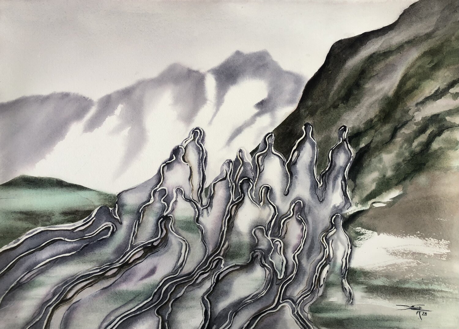 The conquerors of the peaks Nadia Khovaeva Originalgemälde zu verkaufen