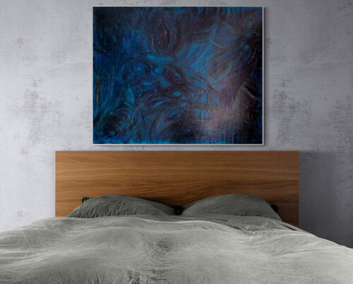 "Emerald Lush" -  Layering pattern, Texture, and Greens Colors di Sonia J., Pittura in vendita su Singulart