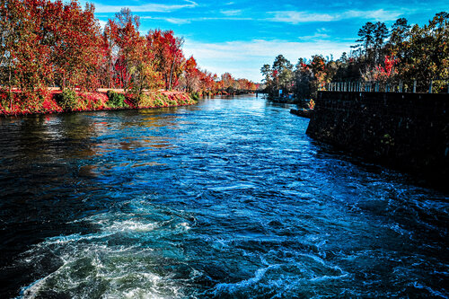 Fiery Autumn Reflections: Augusta River Nature Scene van Karlton McIver, Fotografie te koop op Singulart