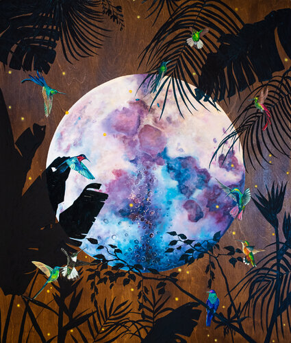 Midnight Dance of the Hummingbirds von Stephanie Künzli Ycaza, Malerei kaufen auf Singulart