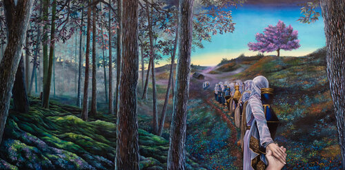 The Way to the Fountain van Stephanie Künzli Ycaza, Schilderij te koop op Singulart