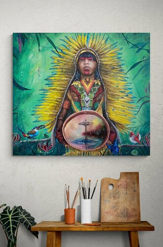 Indigenous Women in the Amazon: Water Ceremony von Stephanie Künzli Ycaza, Malerei kaufen auf Singulart