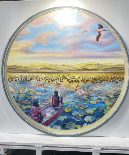 The Flamingo Hour di Stephanie Künzli Ycaza, Pittura in vendita su Singulart