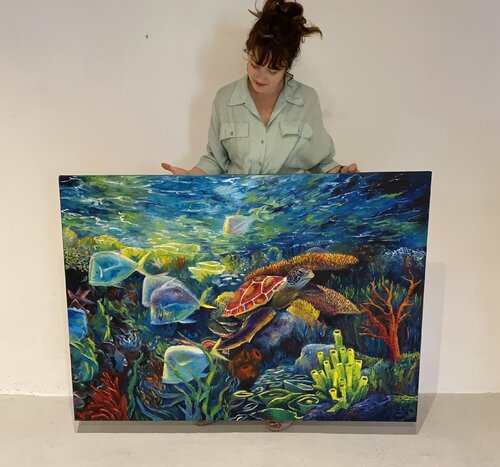 Eternal Currents — A Journey Beneath the Waves von Stephanie Künzli Ycaza, Malerei kaufen auf Singulart