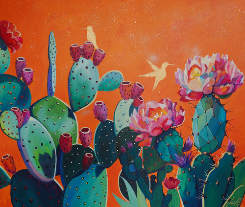 Wild Bloom in the Desert di Stephanie Künzli Ycaza, Pittura in vendita su Singulart
