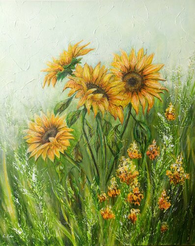 Sunny flowwers de Charlotte Eder, Pintura a la venta en Singulart