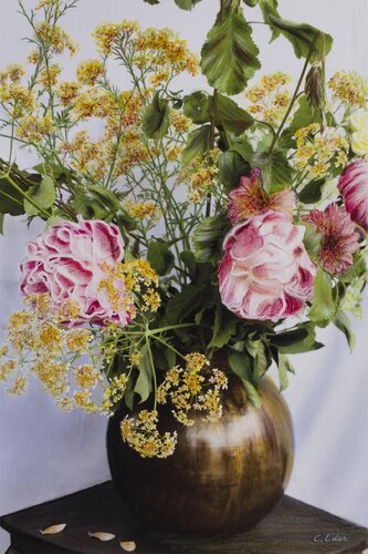 Peonies in a Vase (Florals) Art Quality Poster von Charlotte Eder, Druck kaufen auf Singulart