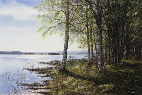 Spring Light (Landscape) Art Quality Poster de Charlotte Eder, Impresión a la venta en Singulart