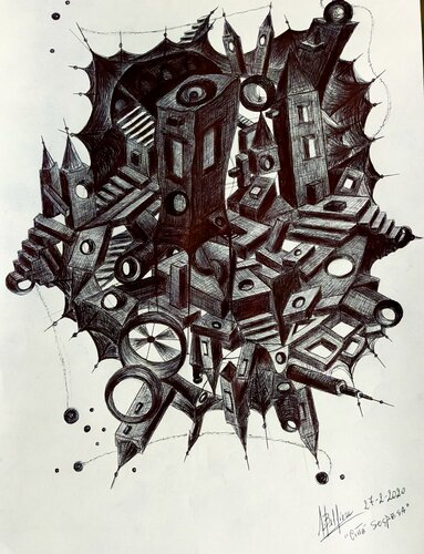 Città sospesa by Fiorenzo Belfiore, Work on Paper for Sale on Singulart