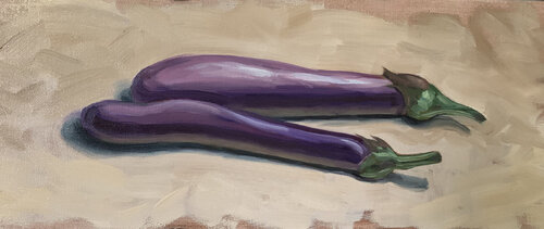 Japanese Eggplants di Jukka Klemetti, Pittura in vendita su Singulart