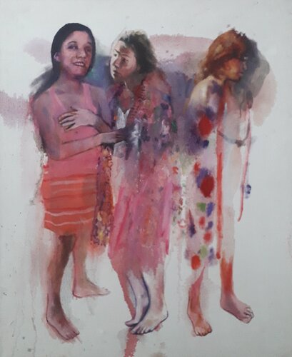 Les trois jeunes amies van denis orhant, Schilderij te koop op Singulart