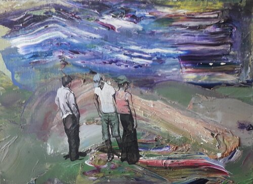 halte dans le paysage  1 by denis orhant, Painting for Sale on Singulart