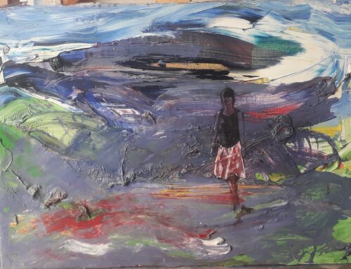 Femme dans le paysage von denis orhant, Malerei kaufen auf Singulart