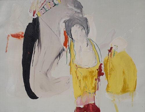 Le Boudha jaune de denis orhant, Pintura a la venta en Singulart