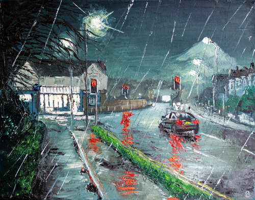 Red Light at the Drury Arms Sainsbury by Peter Porteous-Butler, 油畫 for Sale on Singulart