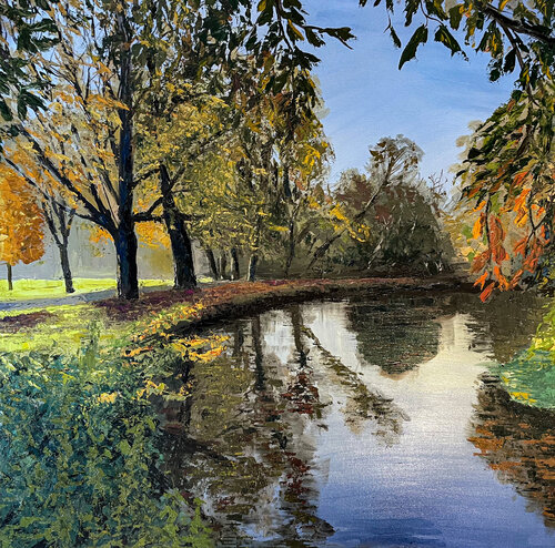 Autumn by the River Colne, Colchester by Peter Porteous-Butler, 油畫 for Sale on Singulart