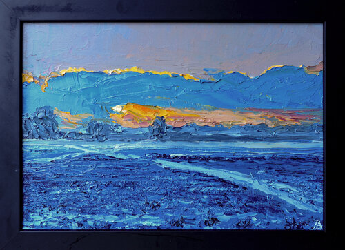 Sunset in the snow - Gosbecks Park by Peter Porteous-Butler, 油畫 for Sale on Singulart