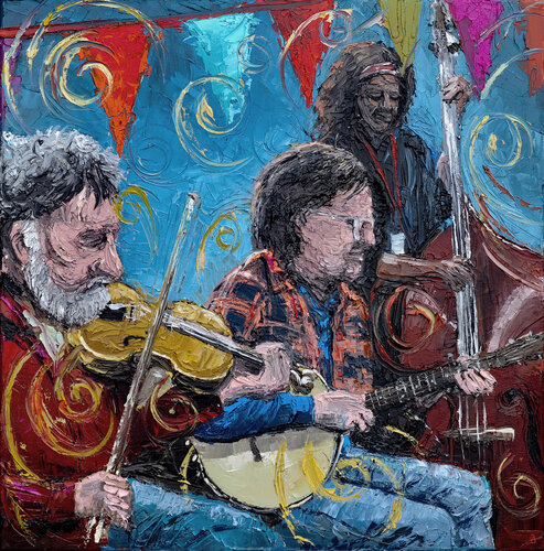 Fiddle, Banjo and Bass by Peter Porteous-Butler, 油畫 for Sale on Singulart
