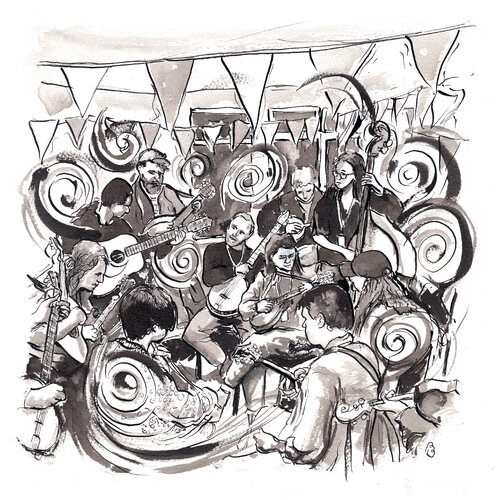 Jamming in the bar by Peter Porteous-Butler, 素描 for Sale on Singulart
