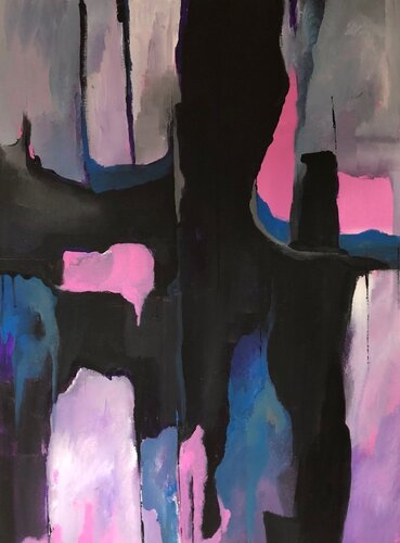 Pink on Black van J Irish, Schilderij te koop op Singulart