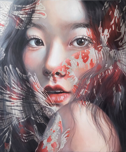 Gesicht mit Fisch von Irina Bugoslavska, Malerei kaufen auf Singulart