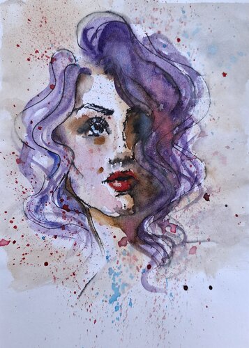 The Lady with Lila Hair von Rim Elias, Malerei kaufen auf Singulart