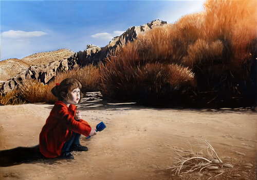 Red Girl with Spade von Gerda Van Damme, Malerei kaufen auf Singulart