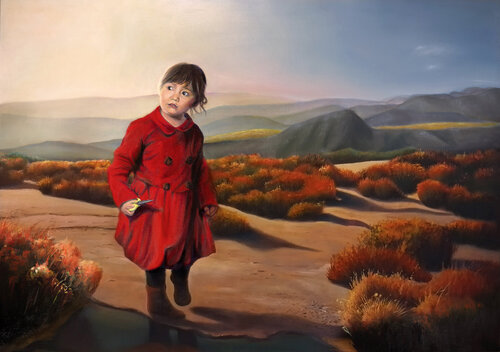 Red Girl with Scissors Gerda Van Damme