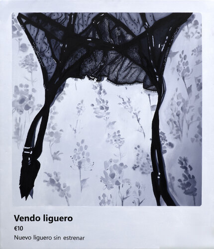 Vendo liguero - I sell garter belt van Gerda Van Damme, Schilderij te koop op Singulart