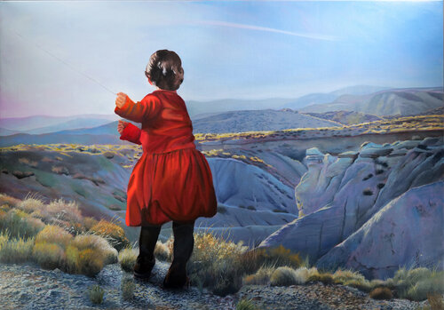 Red Girl with Cord by Gerda Van Damme, 회화 for Sale on Singulart