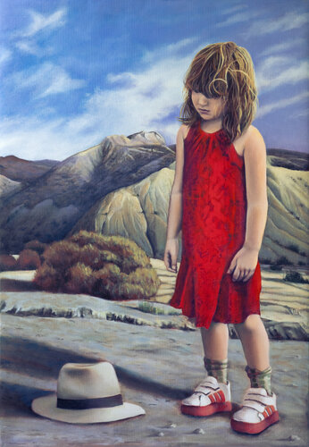 Red Girl with Hat by Gerda Van Damme, Painting for Sale on Singulart
