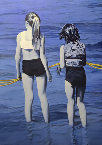 Sisters with Cords by Gerda Van Damme, Painting for Sale on Singulart