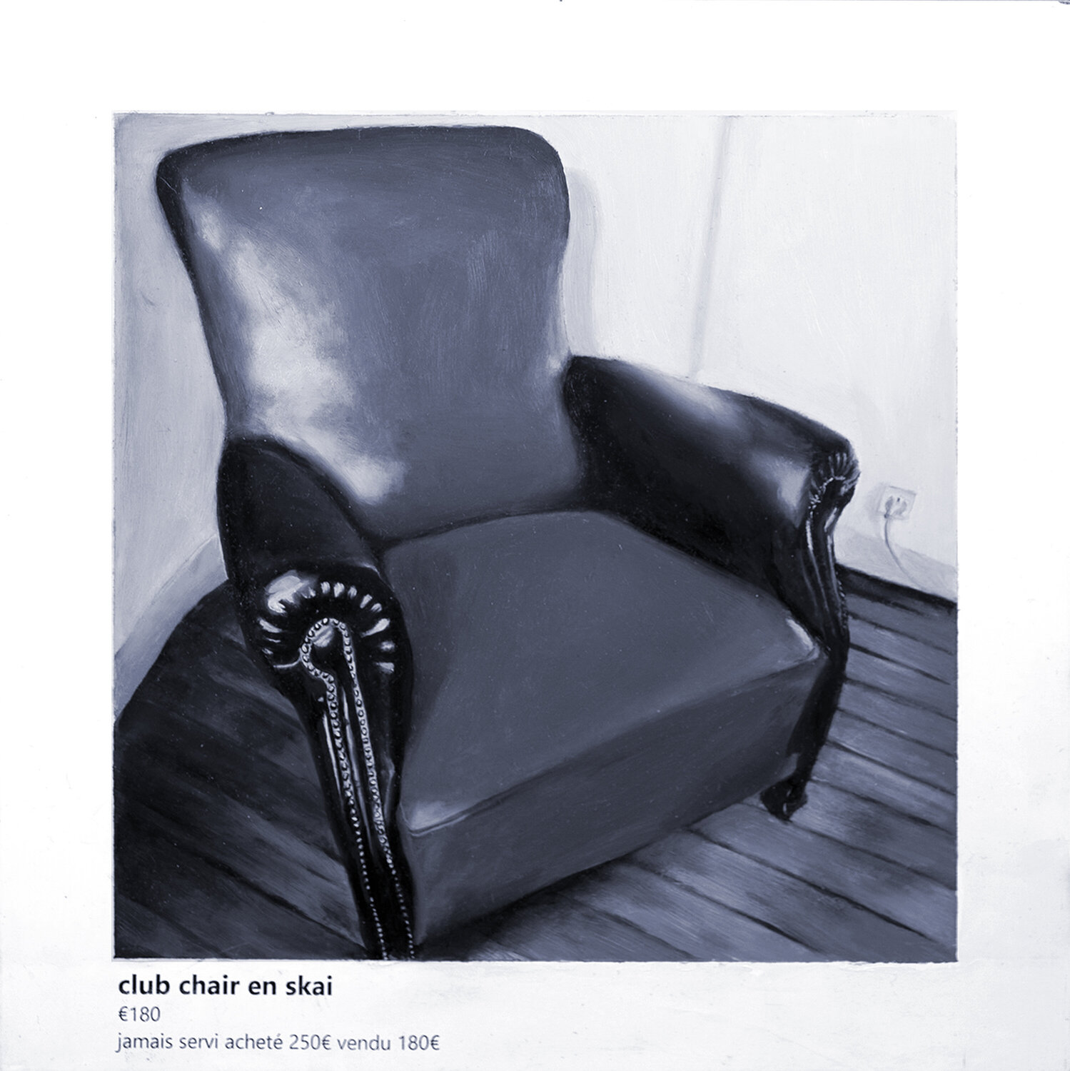Club Chair en Skai Gerda Van Damme Originalgemälde zu verkaufen