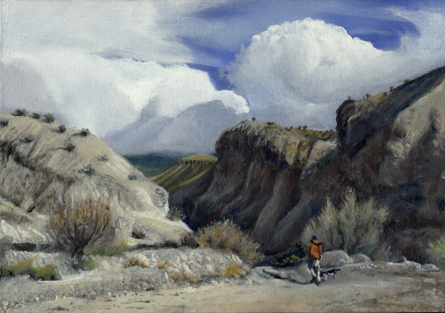 Man with Dog, Day 17 Gerda Van Damme Original painting for sale