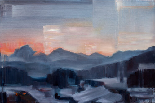 Sawmill at Sunset de Adrienne Egger, Pintura a la venta en Singulart