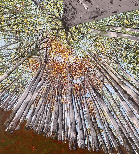 La tête au ciel (ou ciel sur forêt d'automne) di FRANCOIS D'ARDAILHON, Pittura in vendita su Singulart