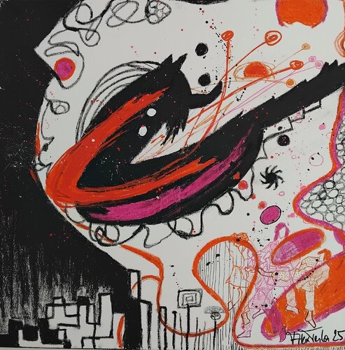Karate Kid belated II b - orange di Alex Terla, Pittura in vendita su Singulart