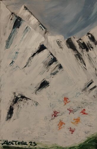 Lächle dem Winter zu und er funkelt zurück di Alex Terla, Pittura in vendita su Singulart