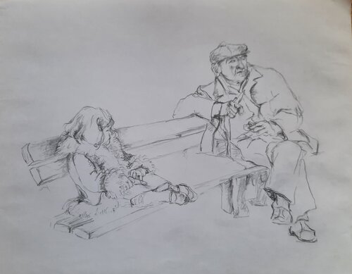 Banc public by Nathalie Gautier, 소묘 for Sale on Singulart