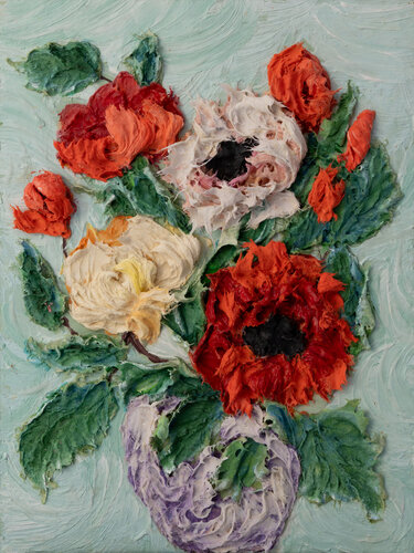 Floral Bas-Relief 3D Floral van Lena Owens, Schilderij te koop op Singulart