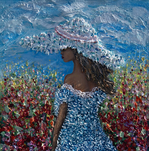 The Blue Muse’s Secret van Lena Owens, Schilderij te koop op Singulart