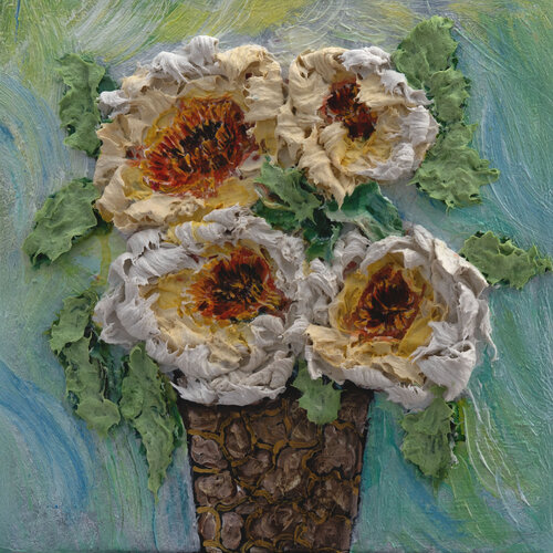 Sculpted Peonies in Teal van Lena Owens, Andere media te koop op Singulart