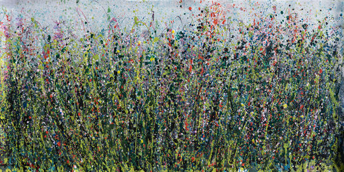 Splattered Bloomscape Pollock-Inspired Abstract van Lena Owens, Schilderij te koop op Singulart